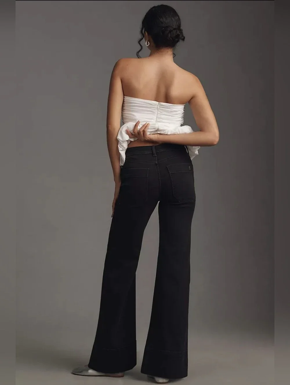 Pilcro Rylan Relaxed High-Rise Flare Pants Dark Blue  Anthropologie Size 30 - Picture 13 of 13